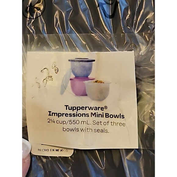 Tupperware Impressions Mini Bowl 2.25 Cup Pastel Set Of 3 With Lids 3621 NIP - Picture 2 of 4